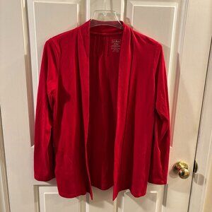 L.L. Bean Women's Pima Cotton Red Open Front Cardigan with Pockets ~ Small